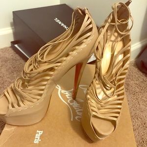 Christin Louboutin nude heels
